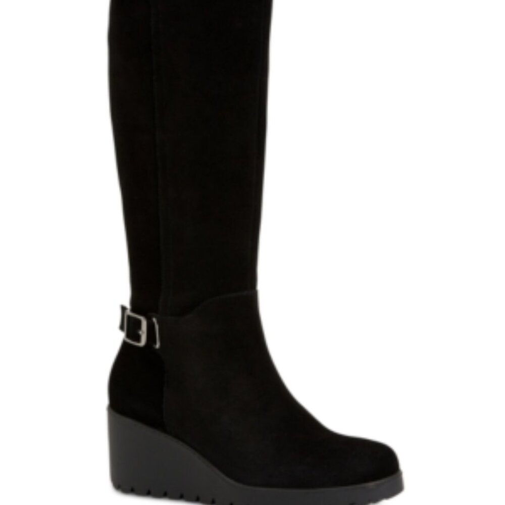 NIB Giani Bernini Sannaa Wedge Boots 7.5 WC Black Suede